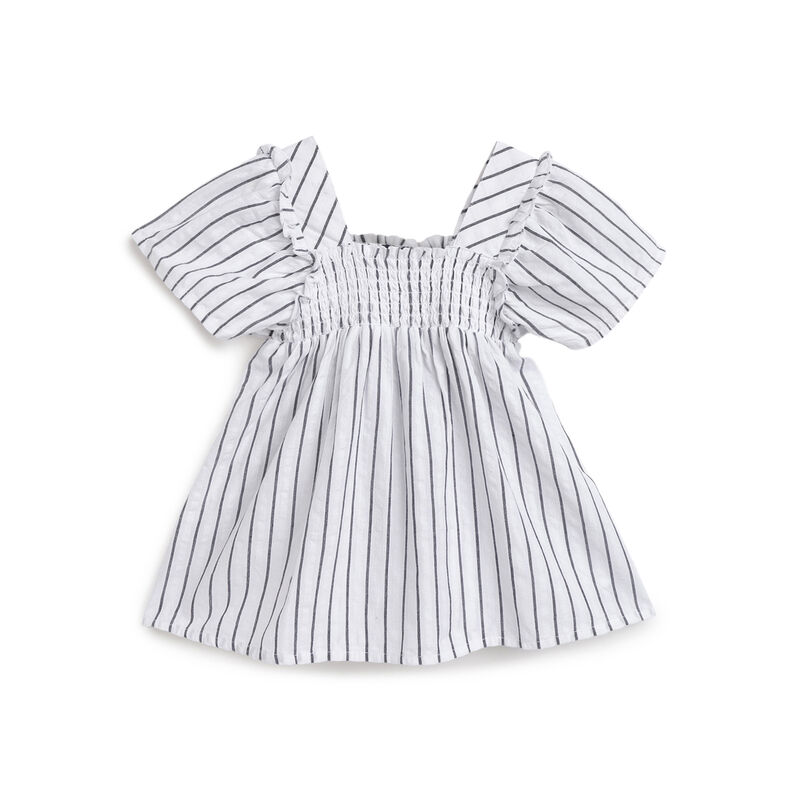 Girls White Striped Short Sleeve Top image number 0